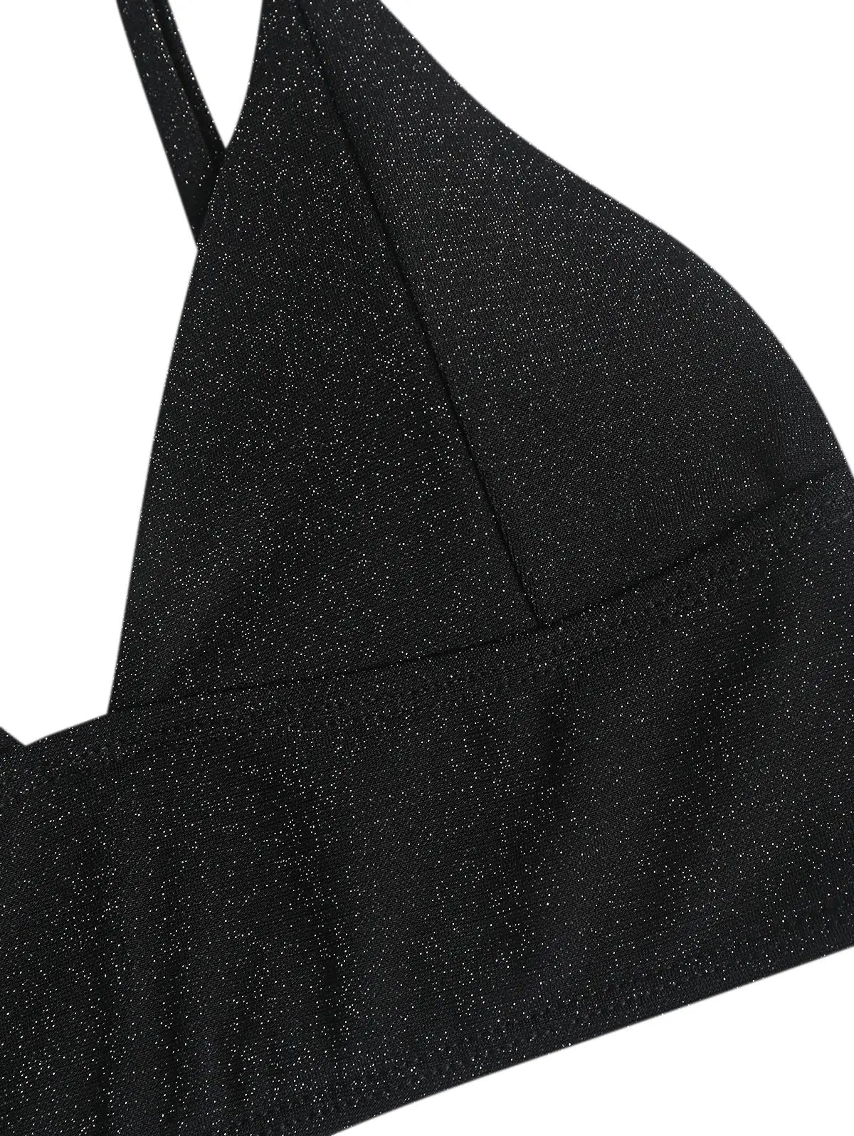 Top de biquíni em estilo regata (tank) com recorte triângulo, com brilho/glitter