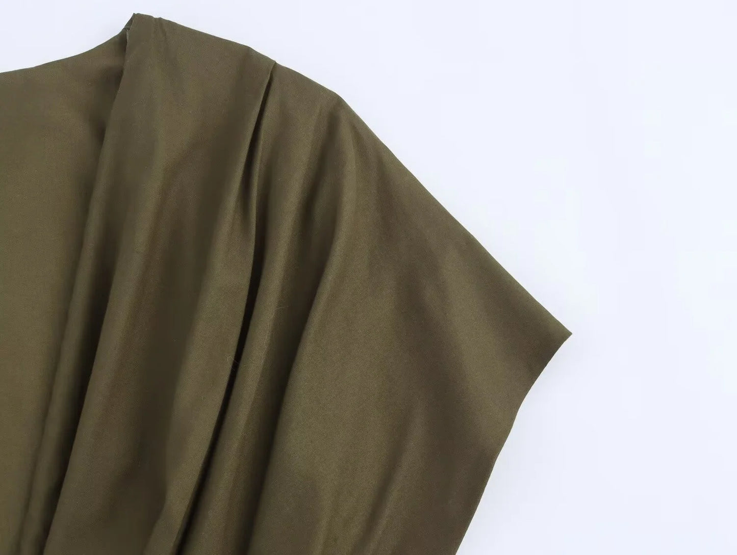 Vestido feminino lançamento 2025, com pregas, ombro caído, manga curta e comprimento midi/longo