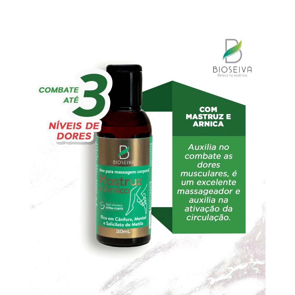 Óleo para Massagem Mastruz e Arnica 110mL – BioSeiva | Sensação de Bem-Estar