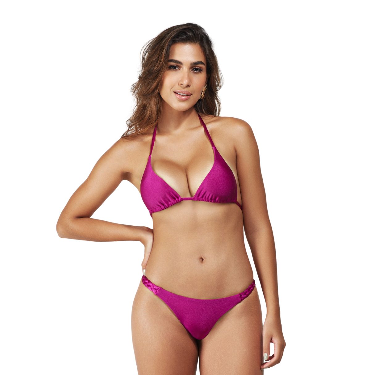 Biquini Cortininha Macramê, Top Cortininha, Calcinha Semi Fio Com Macramê