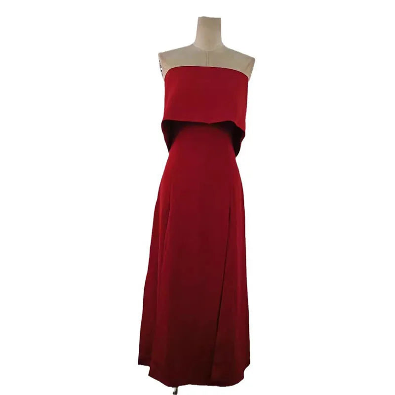 Vestido feminino vermelho tomara-que-caia