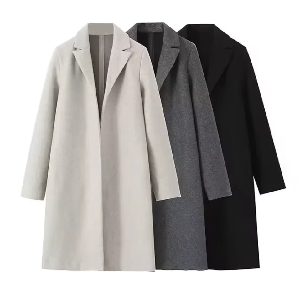 Casaco feminino2025, fashion, liso, aberto.