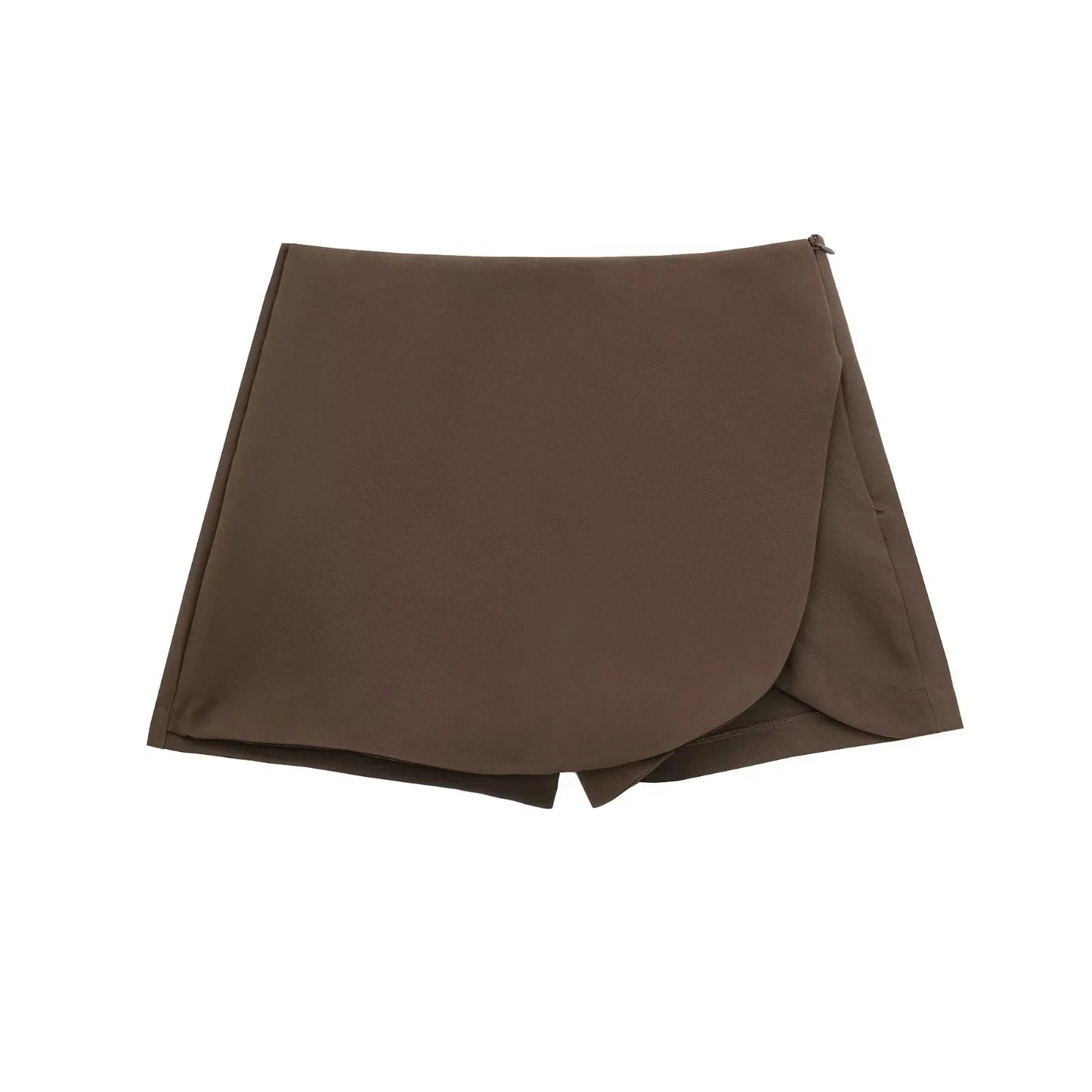 Saia-shorts feminina cintura alta marrom, elegante, de verão