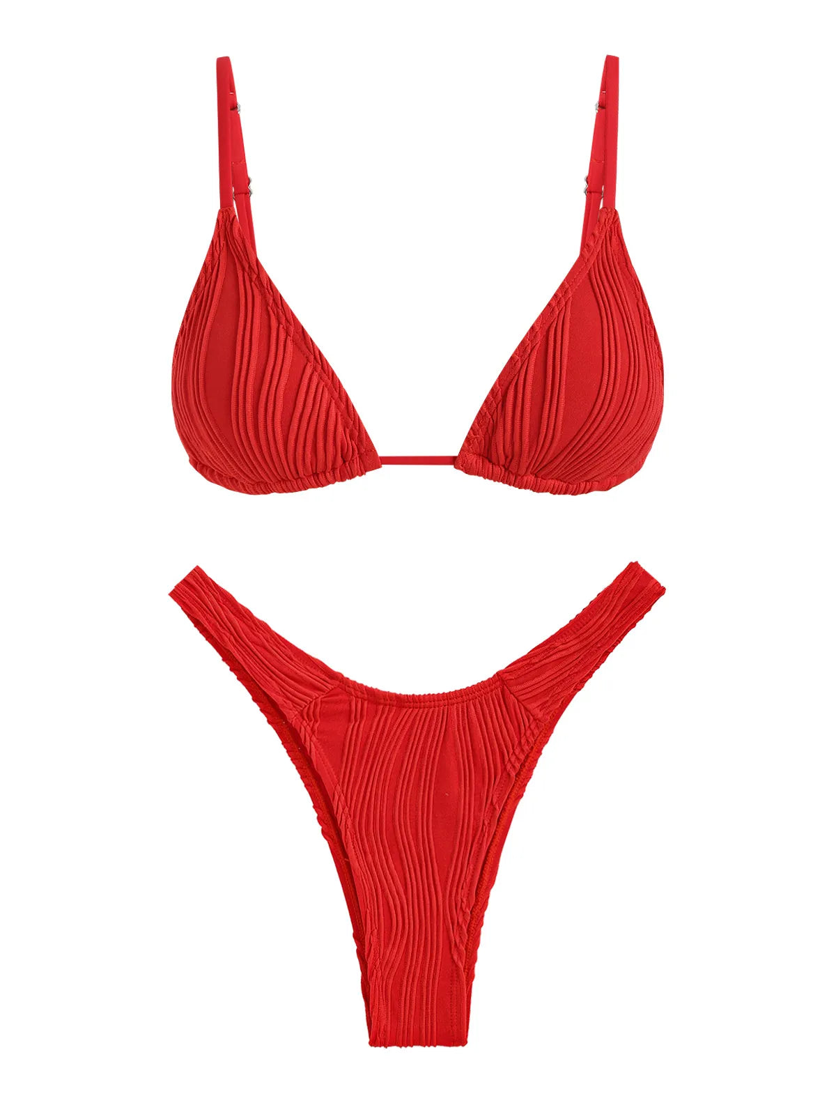 Biquíni feminino com textura em ondas.