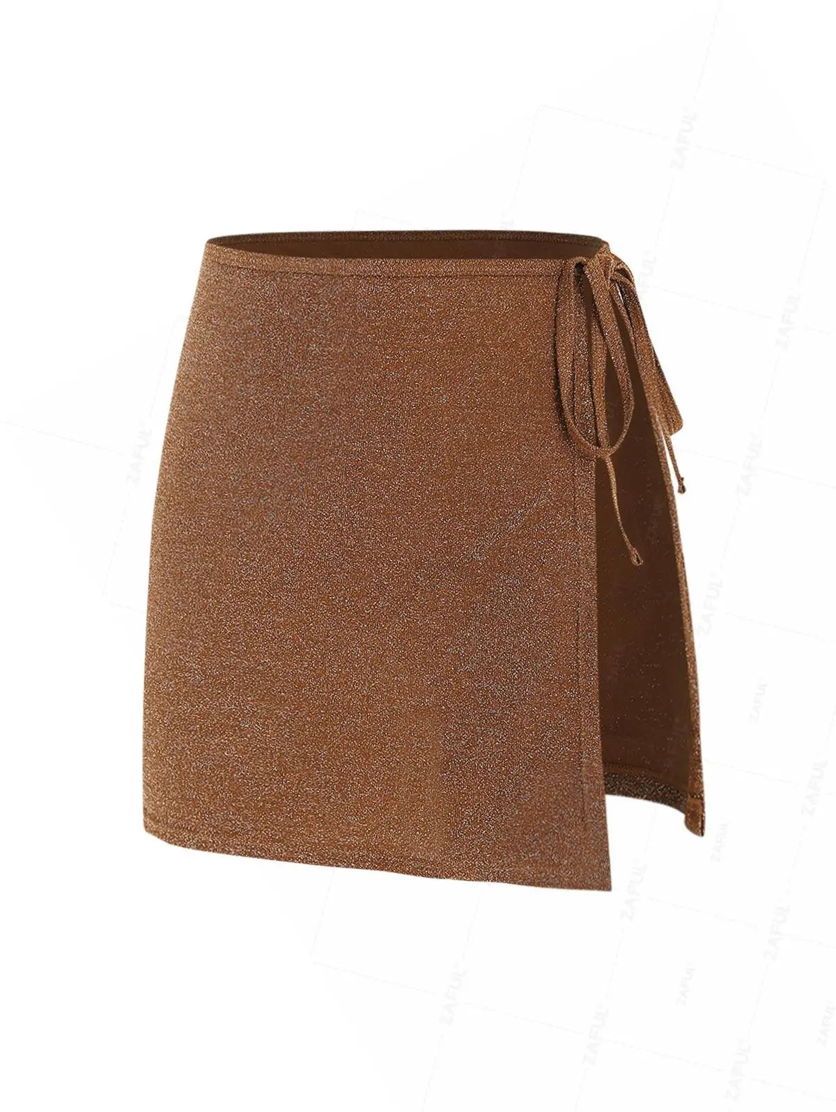 Saia pareô de praia texturizada com amarração lateral