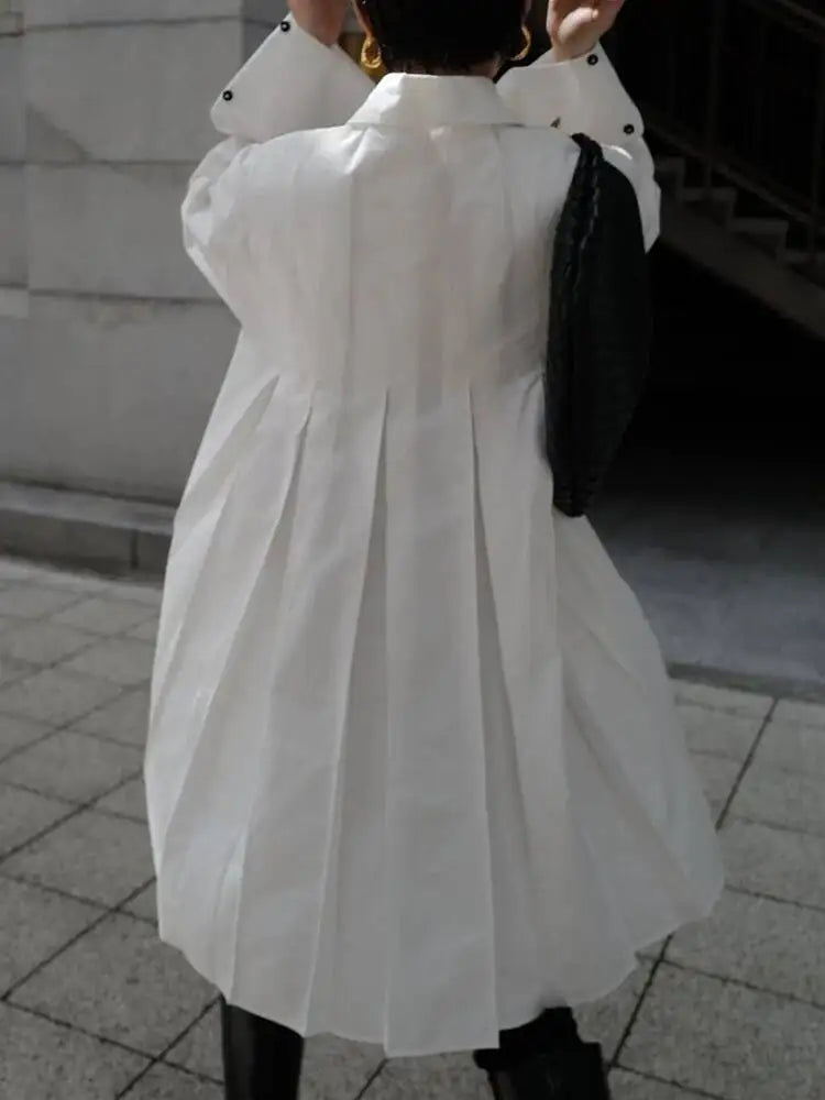 Vestido‑camisa feminino com lapela, modelagem solta