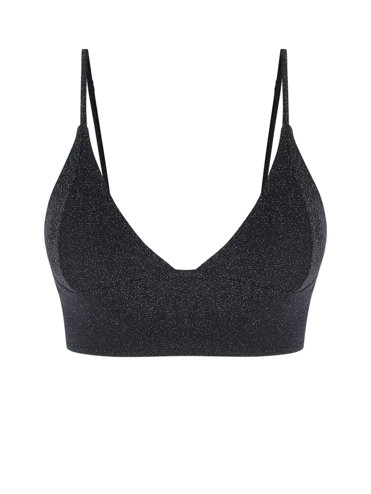 Top de biquíni em estilo regata (tank) com recorte triângulo, com brilho/glitter