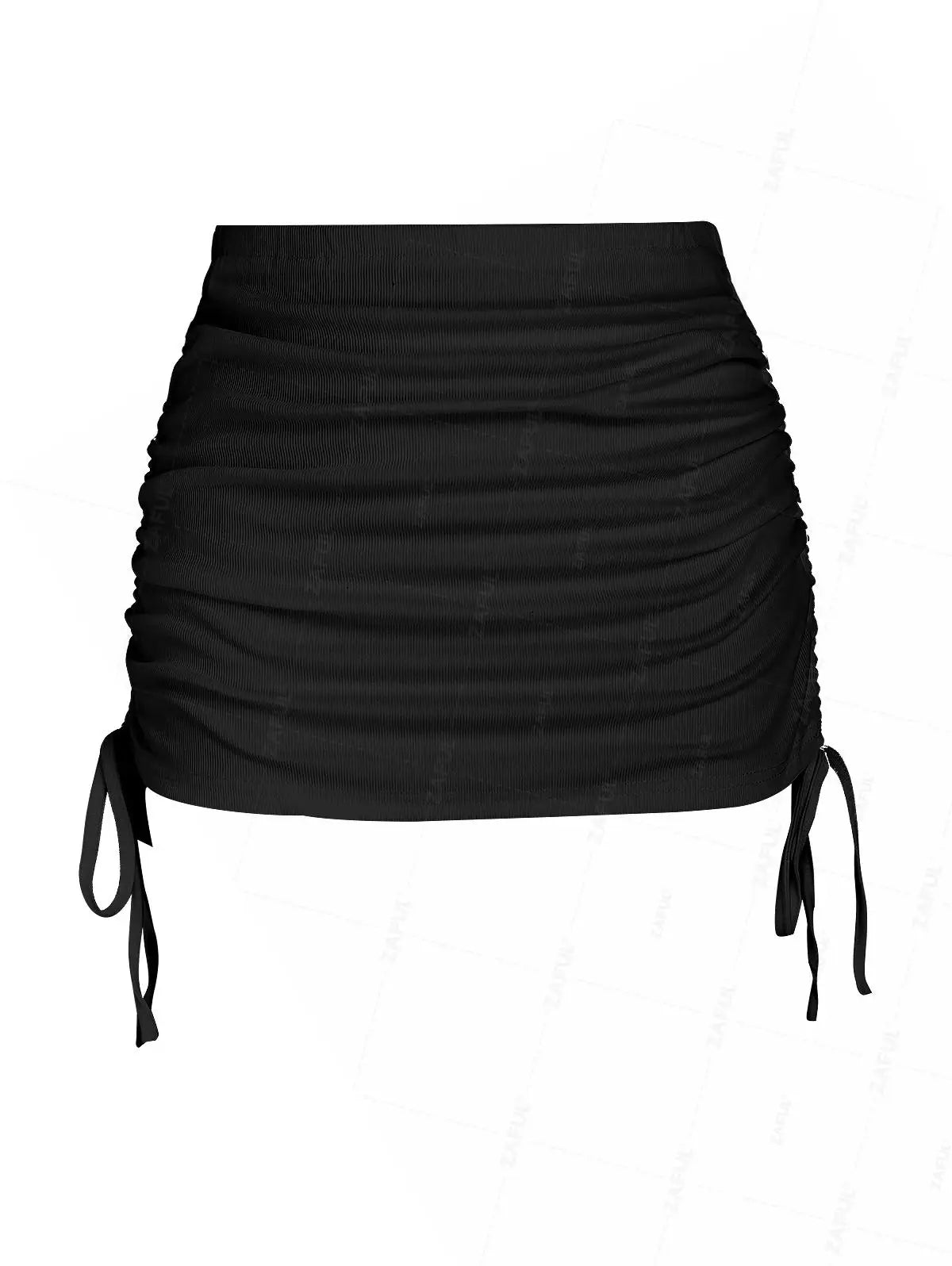 Saia pareô de praia texturizada com amarração lateral