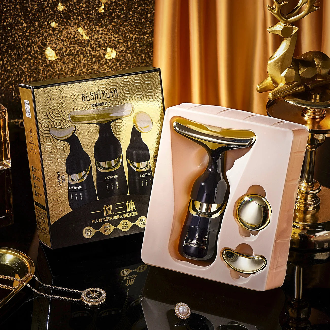 Dispositivo Multifuncional EMS para Firmeza da Pele (Rosto, Pescoço e Olhos)