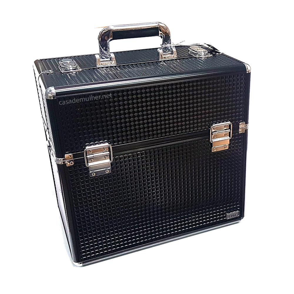 Maleta Grande para Maquiagem e Acessórios Cisne CSNA182 Pret 