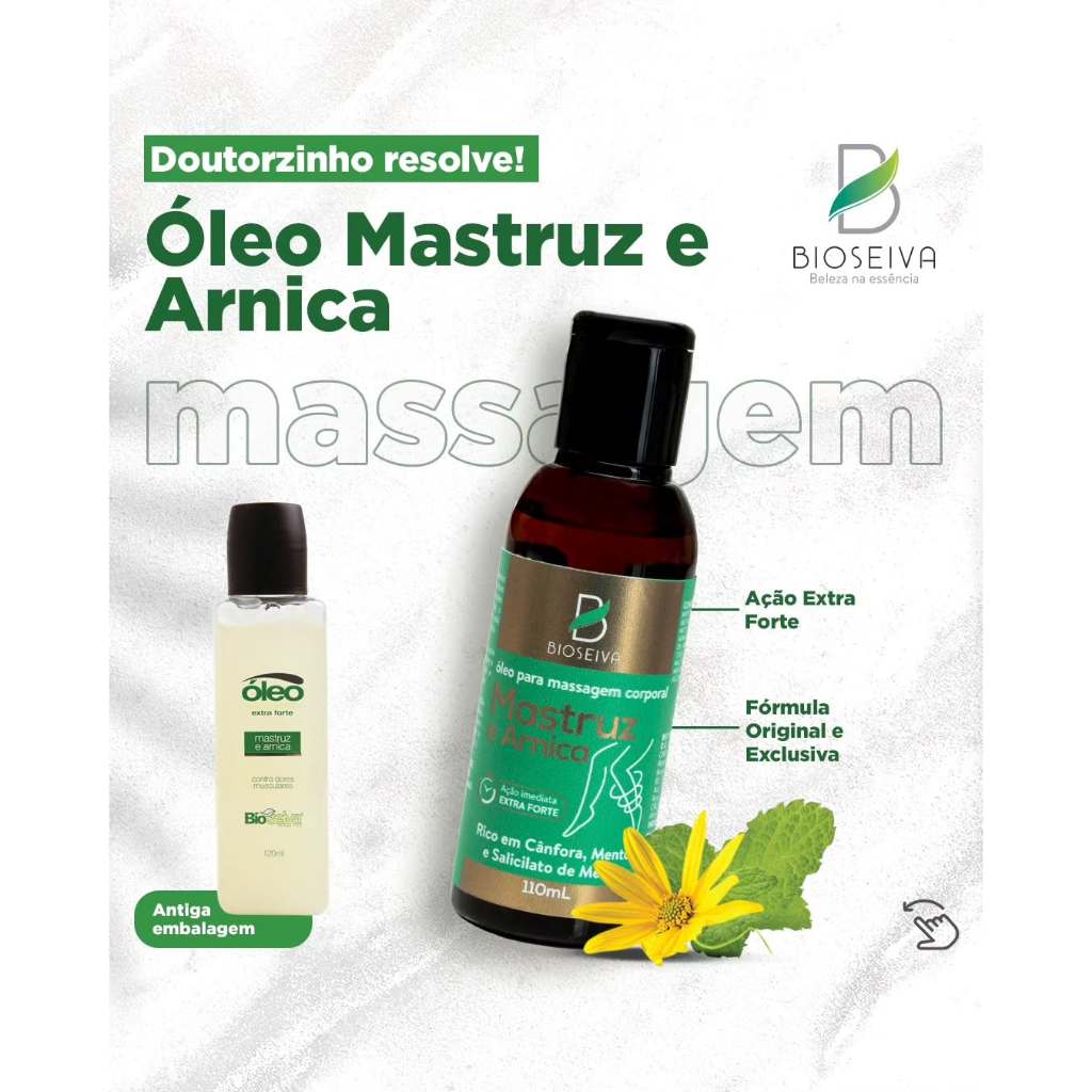 Óleo para Massagem Mastruz e Arnica 110mL – BioSeiva | Sensação de Bem-Estar