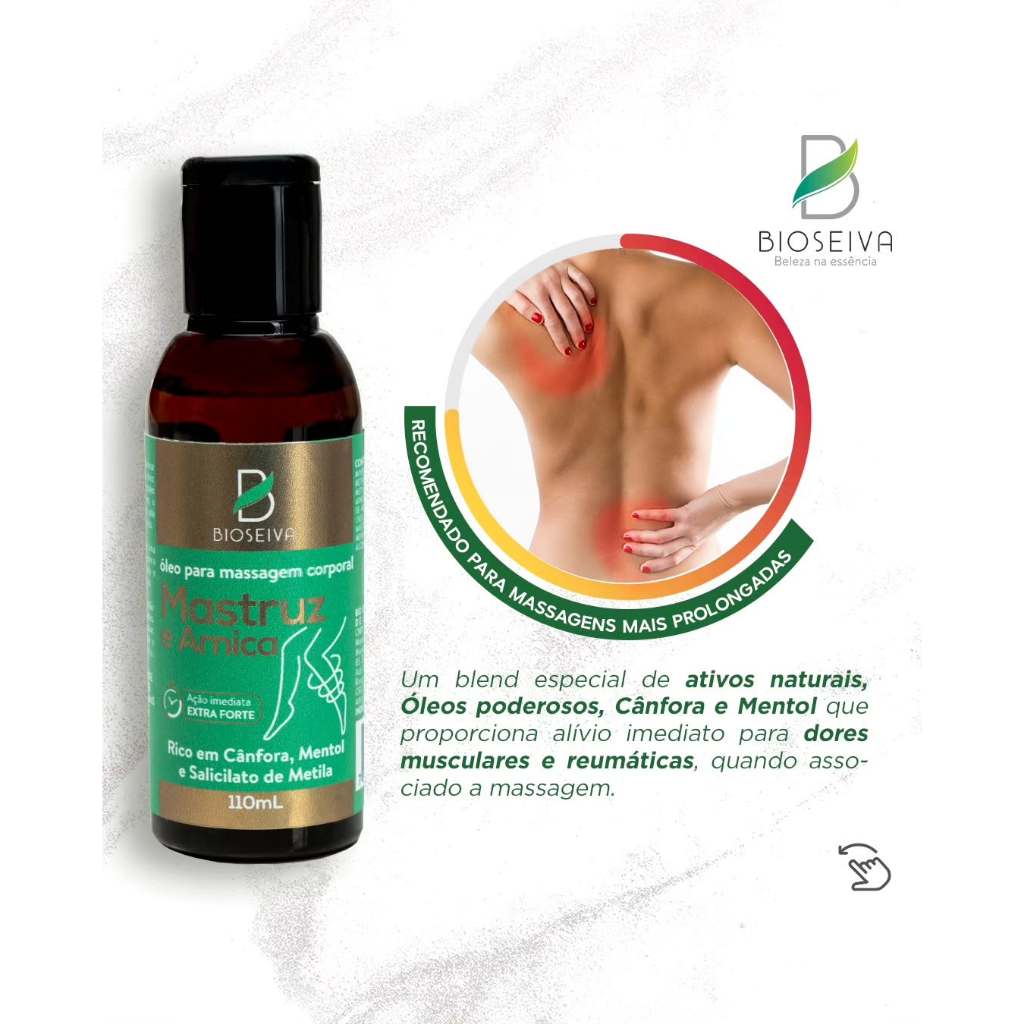 Óleo para Massagem Mastruz e Arnica 110mL – BioSeiva | Sensação de Bem-Estar