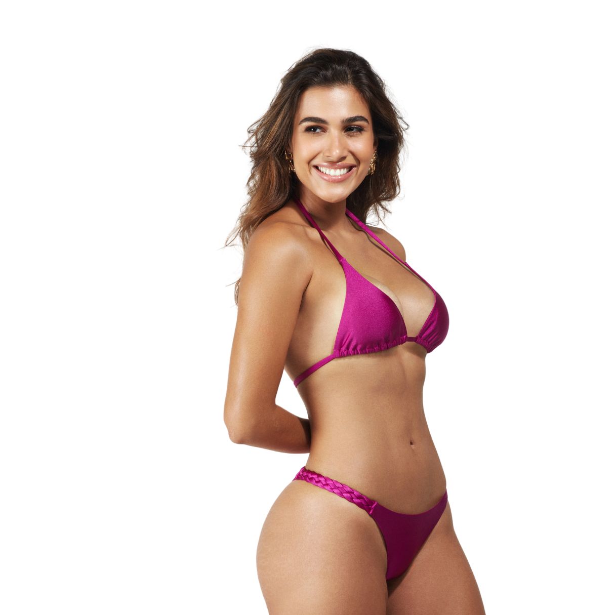 Biquini Cortininha Macramê, Top Cortininha, Calcinha Semi Fio Com Macramê