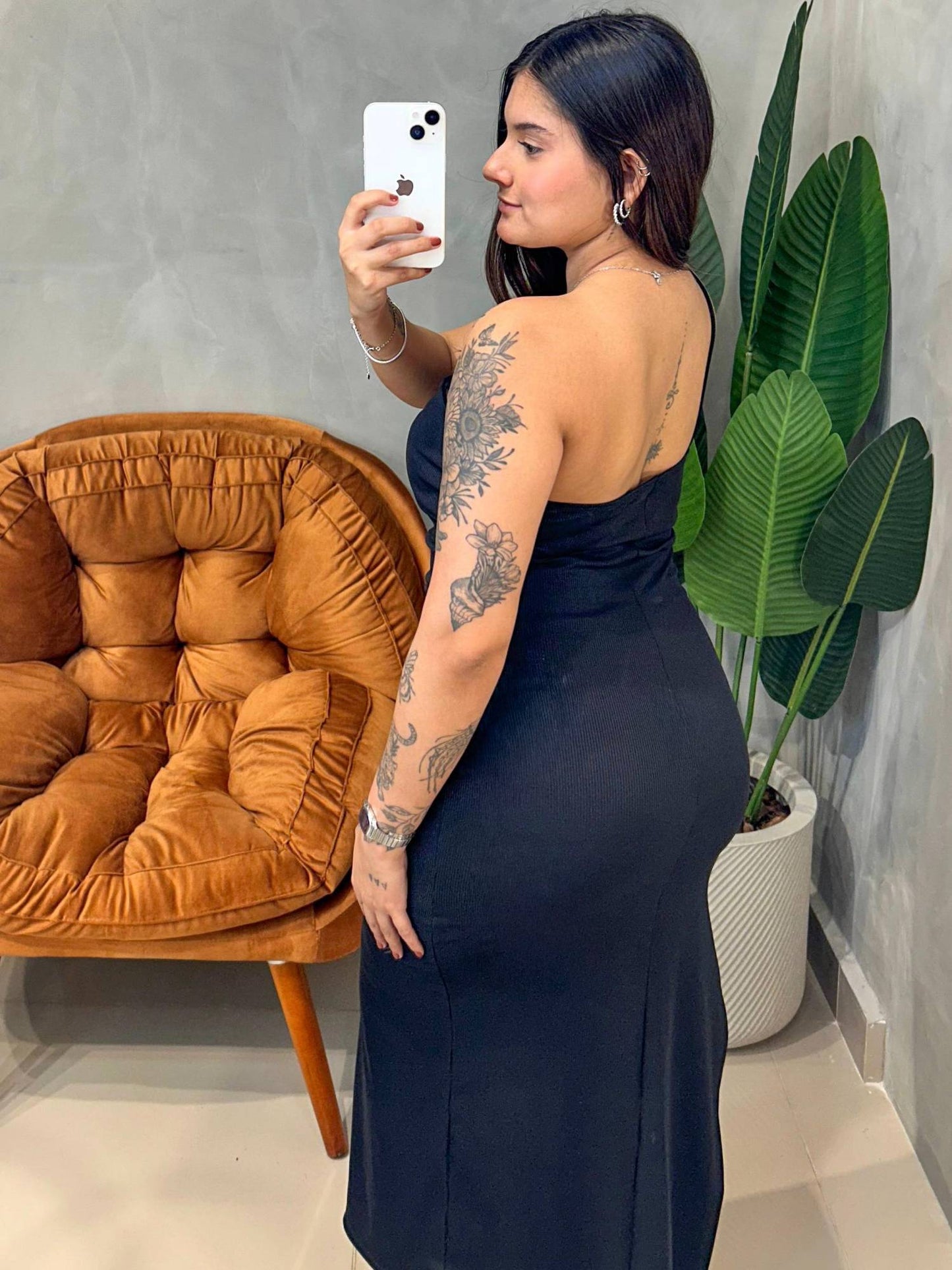 Vestido Midi em Ribana Alça Única Transpassado Roberta