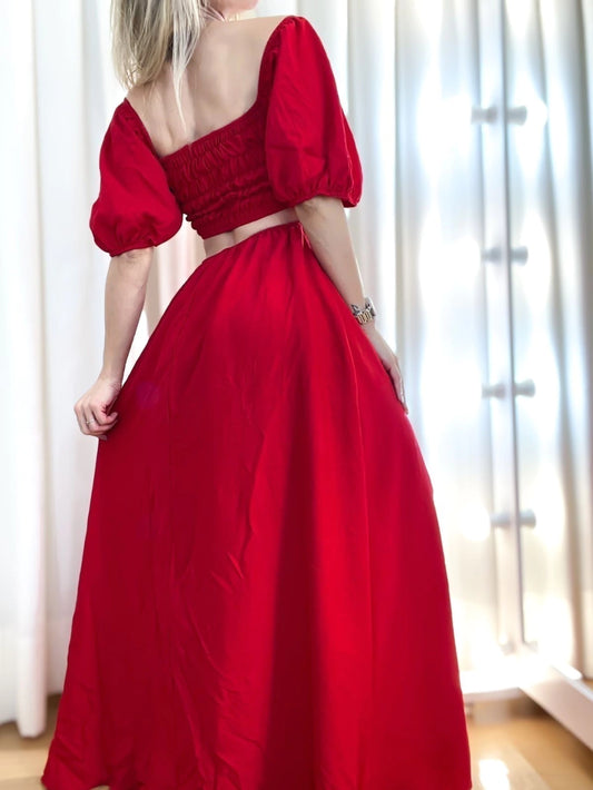 Vestido Conjunto Longo Feminino Ciganinha Amarração Camila