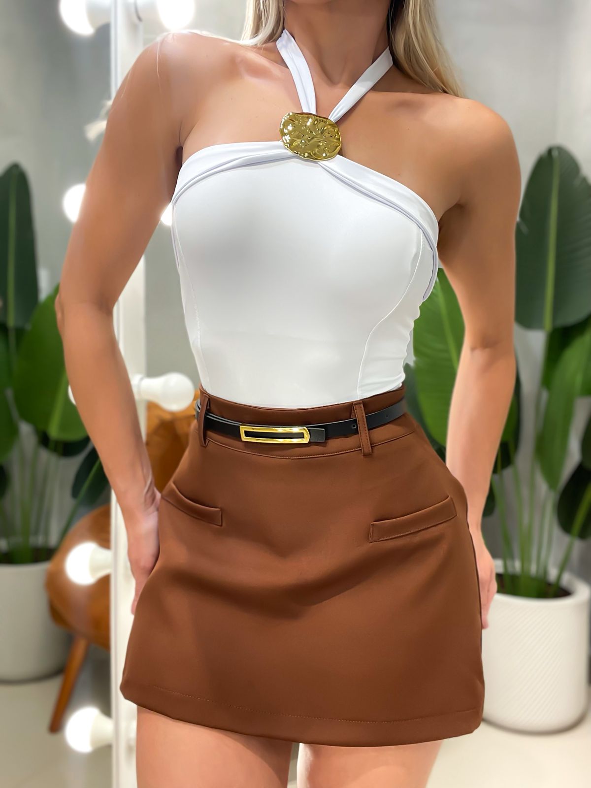 Body em Poliamida Frente Única com Fivela Marilia